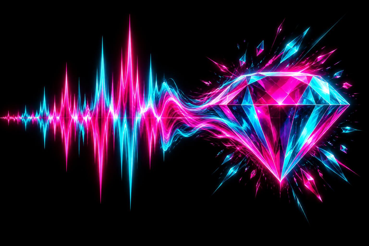 A soundwave turning into a glowing gem